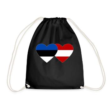 Estonia Austria Flag Heart - Drawstring Bag - black - Front
