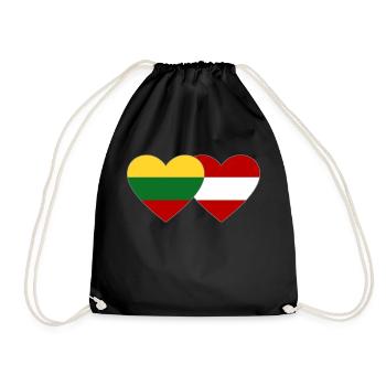 Lithuania Austria Flag Heart - Drawstring Bag - black - Front