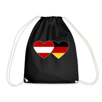 Austria Germany Flag Heart - Drawstring Bag - black - Front