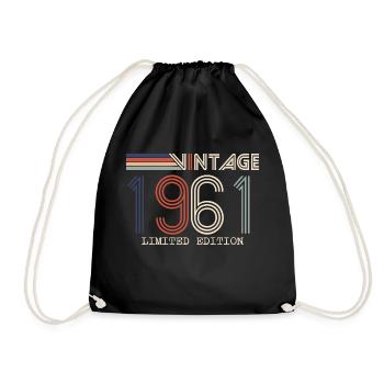 Jahrgang 1961 Jubiläumsgeschenk - Jahrgang 1961 - Turnbeutel - Schwarz - Vorne