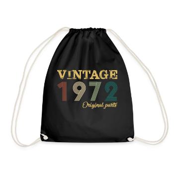 Vintage 1972 Original Parts Year Of Birth Birthday - Drawstring Bag - black - Front
