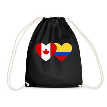 Canada Colombia Flag Heart - Drawstring Bag - black - Front