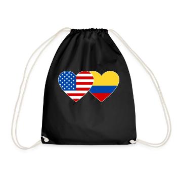 USA Colombia Flag Heart - Drawstring Bag - black - Front