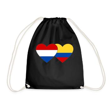 Colombia Holland Flag Heart - Drawstring Bag - black - Front