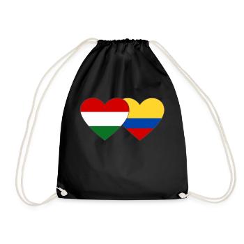 Hungary Colombia Flag Heart - Drawstring Bag - black - Front