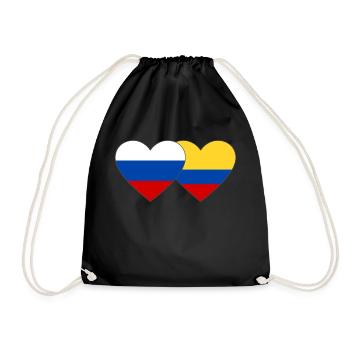 Russia Colombia Flag Heart - Drawstring Bag - black - Front