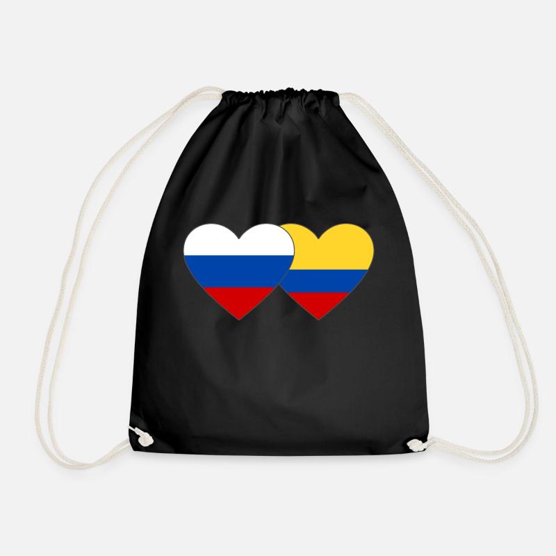 Russie Colombie Drapeau Coeur - Sac de sport léger - noir