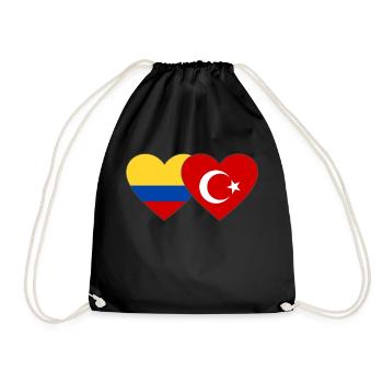 Colombie Turquie Drapeau Coeur - Sac de sport léger - noir - Devant