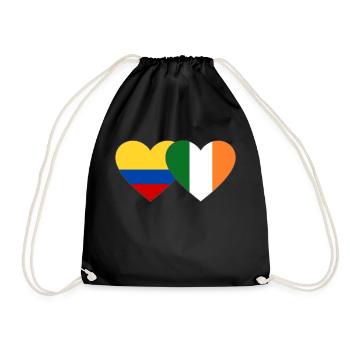 Colombia Ireland Flag Heart - Drawstring Bag - black - Front