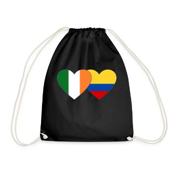 Ireland Colombia Flag Heart - Drawstring Bag - black - Front