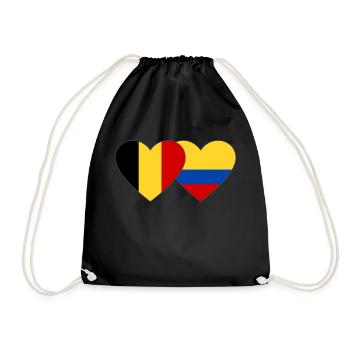 Belgium Colombia Flag Heart - Drawstring Bag - black - Front