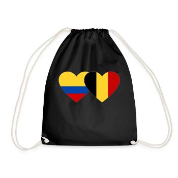 Colombia Belgium Flag Heart - Drawstring Bag - black - Front