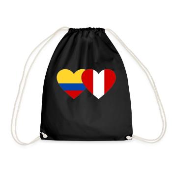 Kolumbien Peru Flagge Herz - Turnbeutel - Schwarz - Vorne