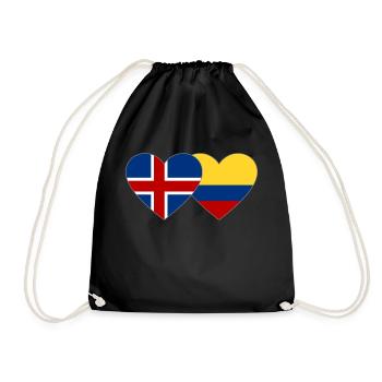 Iceland Colombia Flag Heart - Drawstring Bag - black - Front