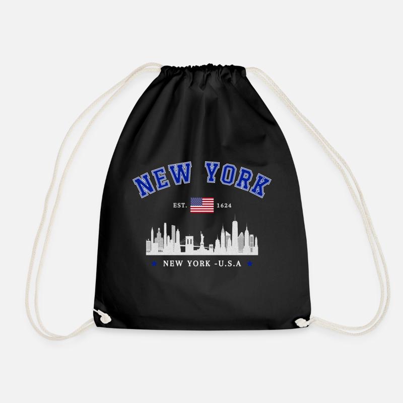 New York Skyline Est 1624 - Drawstring Bag - black