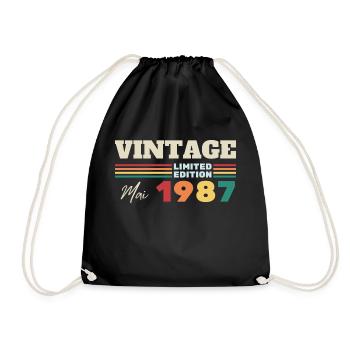 Jahrgang Mai 1987 - Geschenk zum Jubiläum - Turnbeutel - Schwarz - Vorne