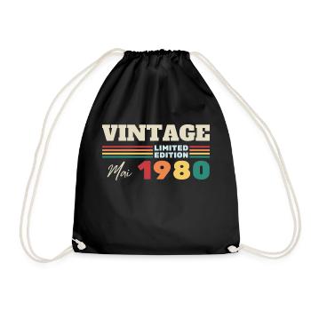 Vintage mai 1980 - cadeau anniversaire - Sac de sport léger - noir - Devant