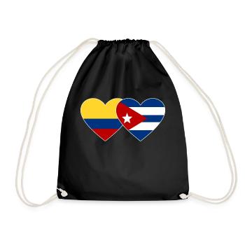 Colombia Cuba Flag Heart - Drawstring Bag - black - Front