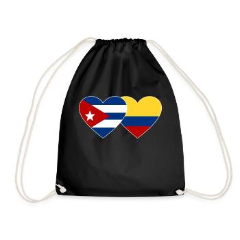 Cuba Colombia Flag Heart - Drawstring Bag - black - Front