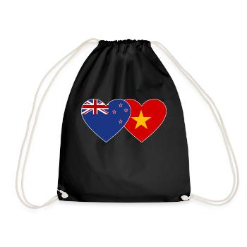 Neuseeland Vietnam Flagge Herz - Turnbeutel - Schwarz - Vorne