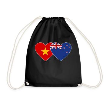 Drapeau Vietnam Nouvelle-Zélande Cœur - Sac de sport léger - noir - Devant