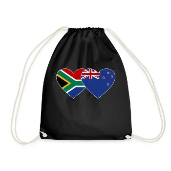 Südafrika Neuseeland Flagge Herz - Turnbeutel - Schwarz - Vorne
