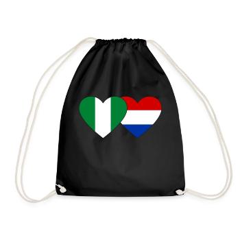 Nigeria Holland Flag Heart - Drawstring Bag - black - Front