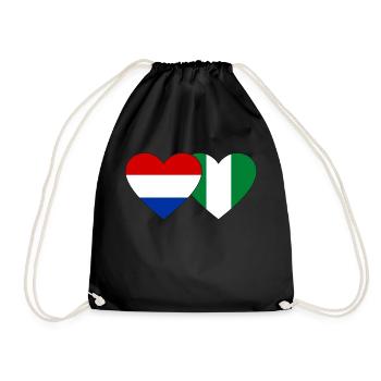 Holland Nigeria Flag Heart - Drawstring Bag - black - Front