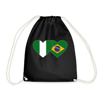 Drapeau du Nigeria Brésil Cœur - Sac de sport léger - noir - Devant