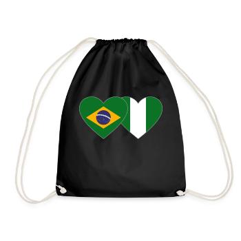 Brésil Nigeria Drapeau Coeur - Sac de sport léger - noir - Devant