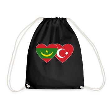 Mauritania Turkey Flag Heart - Drawstring Bag - black - Front