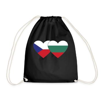 Tschechien Bulgarien Flagge Herz - Turnbeutel - Schwarz - Vorne