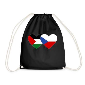 Palestine République tchèque Drapeau Coeur - Sac de sport léger - noir - Devant