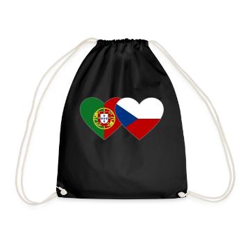 Portugal Tschechien Flagge Herz - Turnbeutel - Schwarz - Vorne