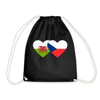 Pays de Galles République tchèque Drapeau Coeur - Sac de sport léger - noir - Devant