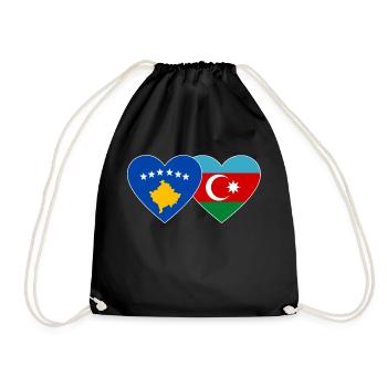 Kosovo Azerbaijan Flag Heart - Drawstring Bag - black - Front