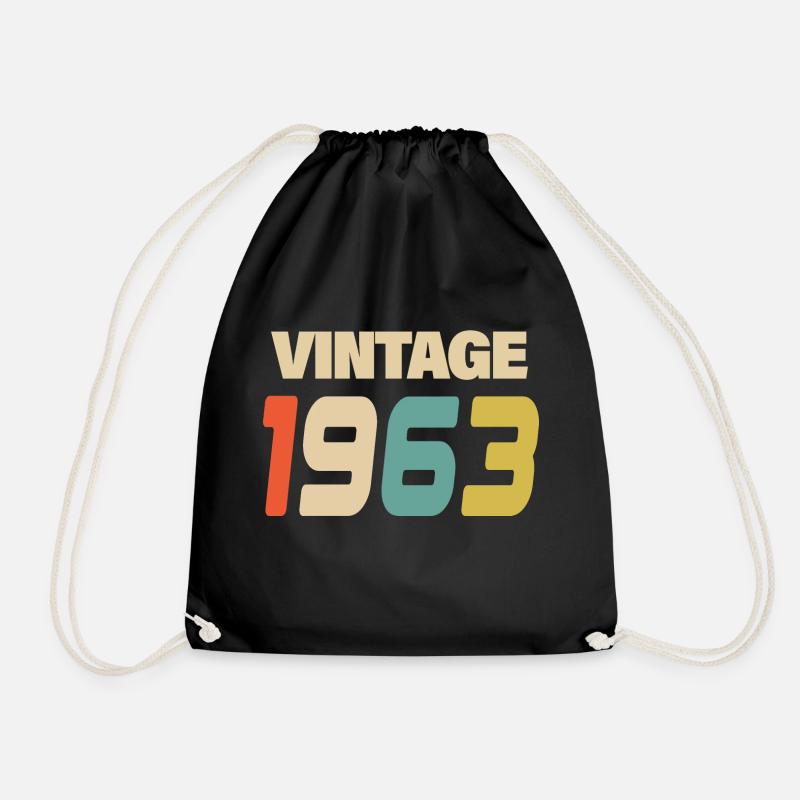 1963 Vintage Retro Classic 1963 - Drawstring Bag - black