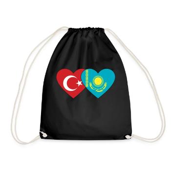 Turquie Kazakhstan Drapeau Coeur - Sac de sport léger - noir - Devant