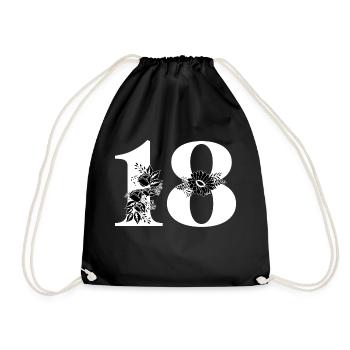 Numéro 18 floral noir -18e anniversaire floral - Sac de sport léger - noir - Devant