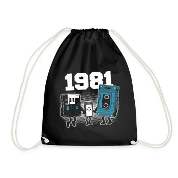 Jahrgang Jahrgang 1981 Geburtstagsgeschenk 1981 - Turnbeutel - Schwarz - Vorne