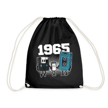 Vintage Born In 1965 Birthday Gift 1965 - Drawstring Bag - black - Front
