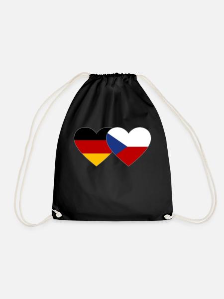 Deutschland Tschechien Flagge Herz Flagge - Turnbeutel - Schwarz