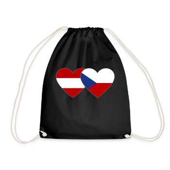 Österreich Tschechien Flagge Herz Flagge - Turnbeutel - Schwarz - Vorne