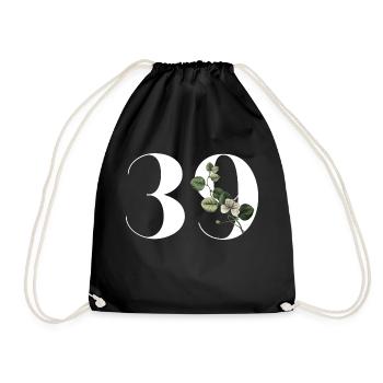 Nummer 39 Blumengrün - 39. Blumengeburtstag - Turnbeutel - Schwarz - Vorne