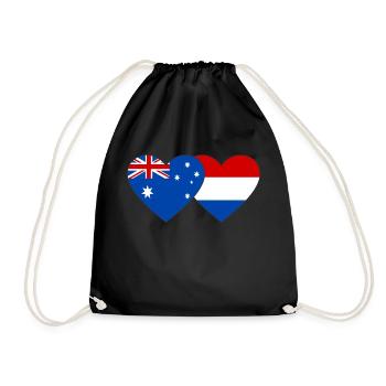 Australia Holland Flag Heart Flag - Drawstring Bag - black - Front