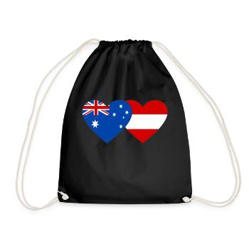 Australia Austria Flag Heart Flag - Drawstring Bag - black - Front
