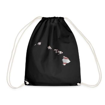 Real Baseball in the Hawaii State Map - Drawstring Bag - black - Front