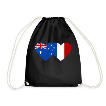 Drapeau de l’Australie France Coeur - Sac de sport léger - noir - Devant