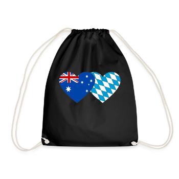 Australia Bavaria Flag Heart - Drawstring Bag - black - Front