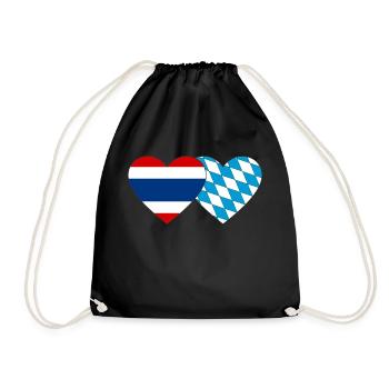 Thailand Bavaria Flag Heart - Drawstring Bag - black - Front